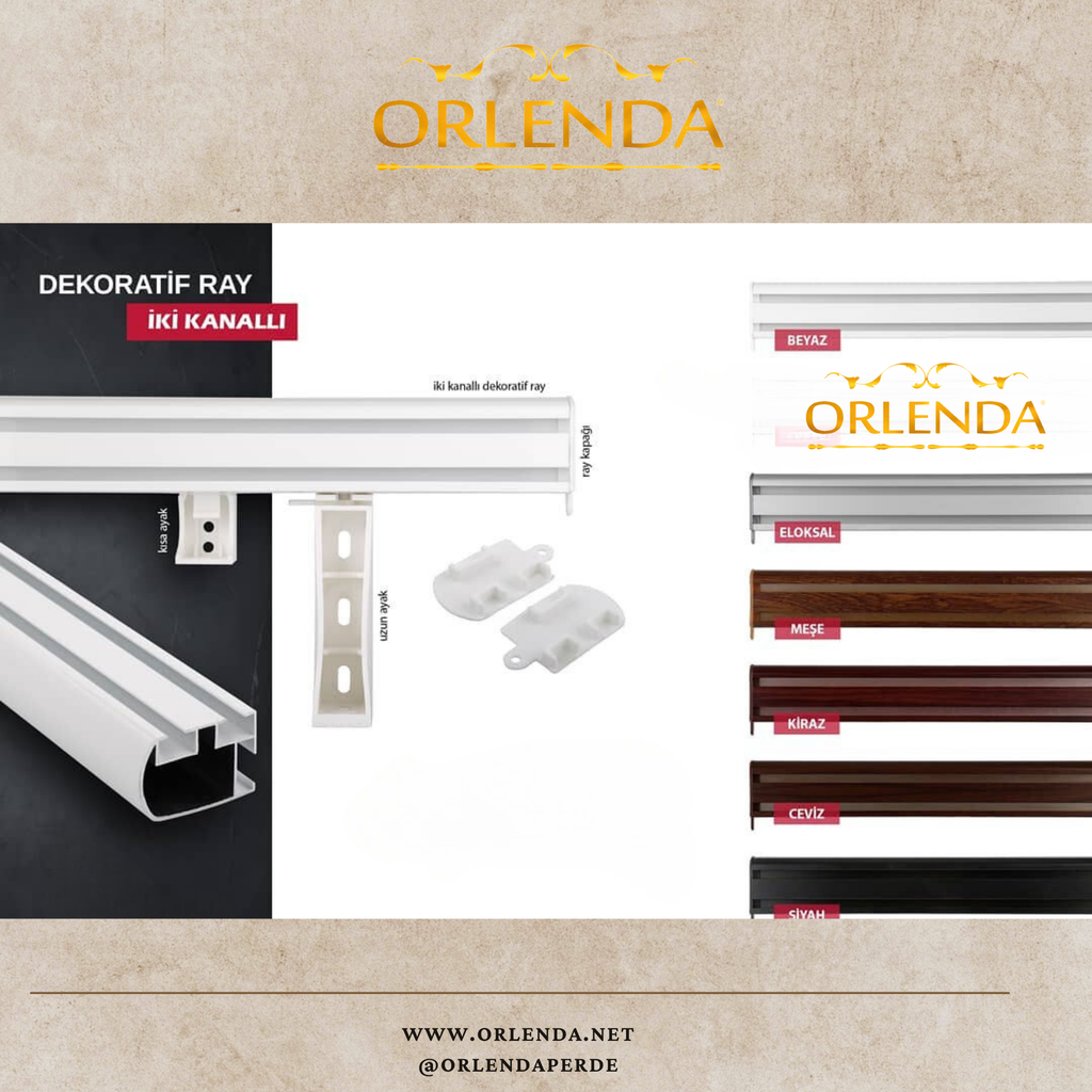 Antrasit Dekoratif Ray 150cm - İkili Korniş