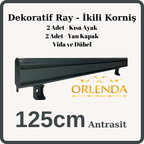 Antrasit Dekoratif Ray 125cm - İkili Korniş