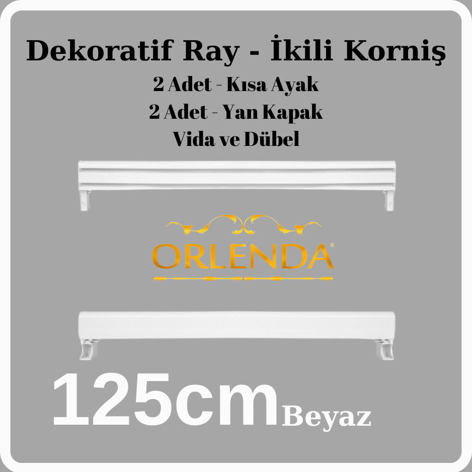 Beyaz Dekoratif Ray 125cm - İkili Korniş