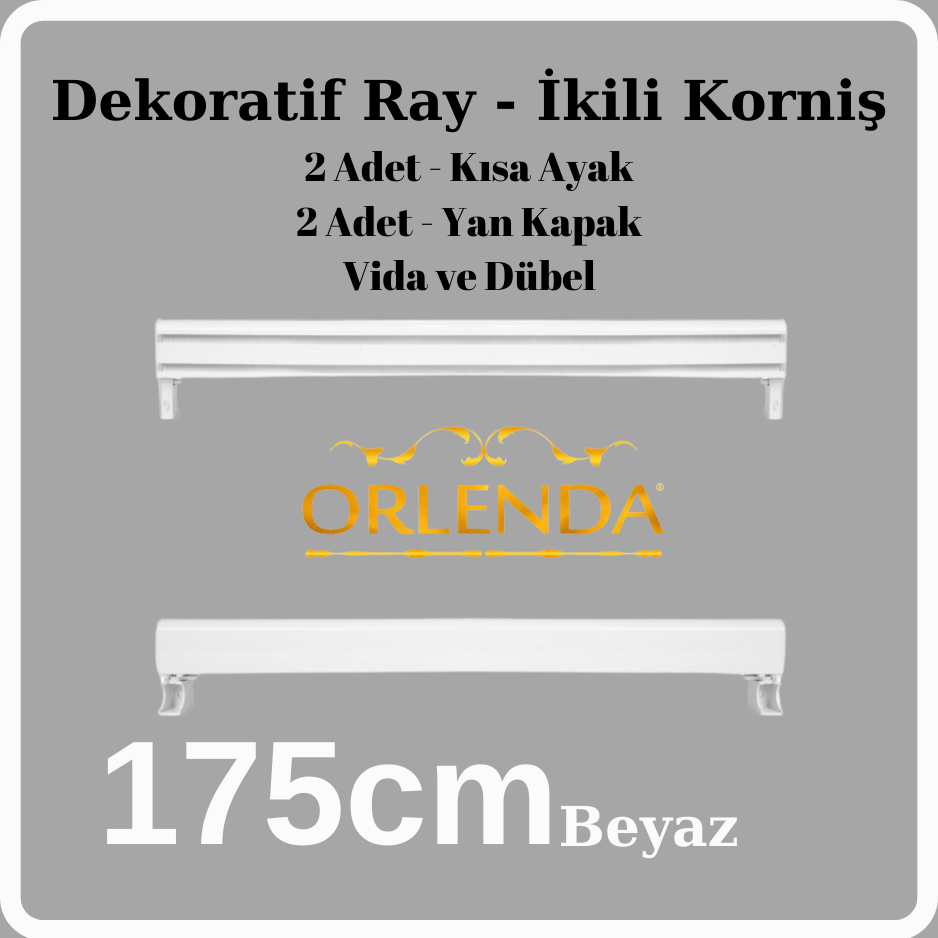 Beyaz Dekoratif Ray 175cm - İkili Korniş