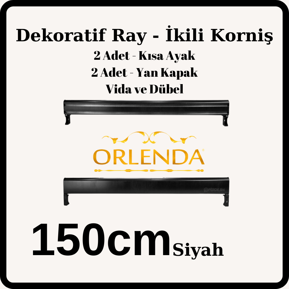 Siyah Dekoratif Ray 150cm - İkili Korniş